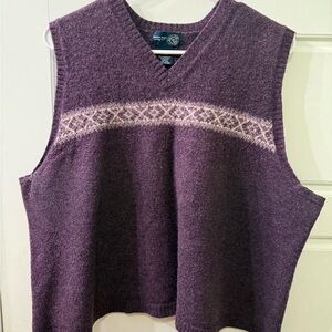 Purple V-Neck Wool Sweater Vest Size 2XL